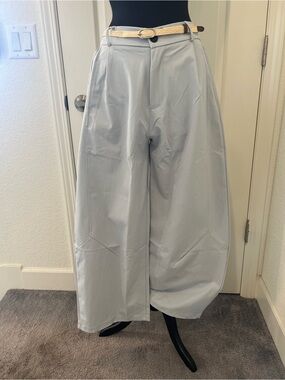 Light Blue Barrel Pants with Belt